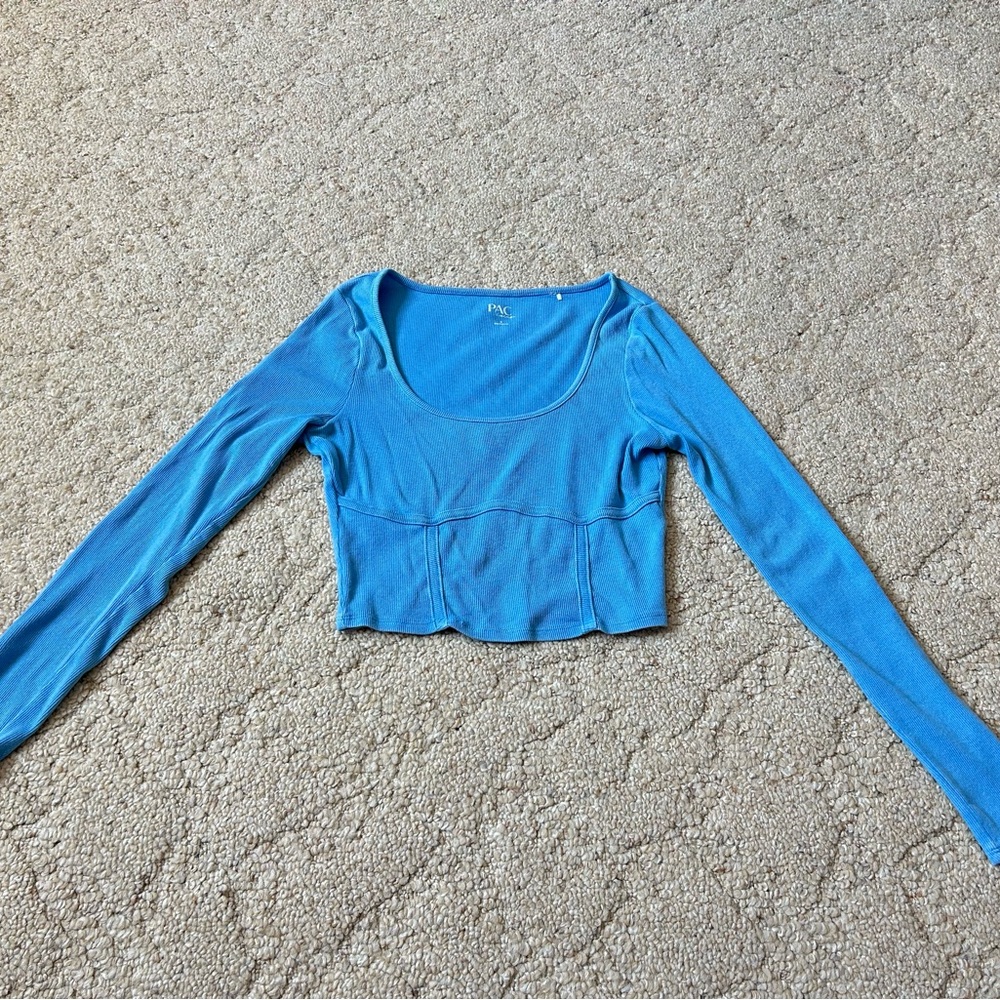 Pacsun Blue Long Sleeve Crop Top